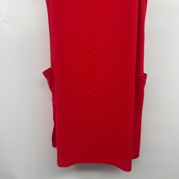 BKRIVE Womens Sleeveless Shift Dress Textured Red Size Large New Pockets - Picture 3 of 9